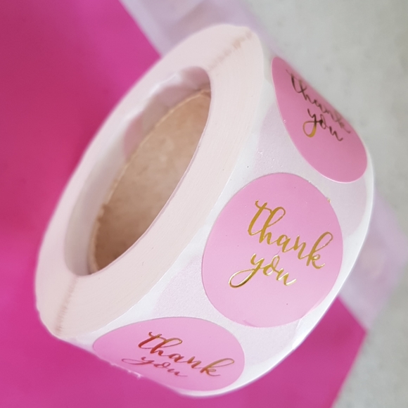 500 pcs Pink Gold Thank You Sticker 1" - Picture 2 of 7